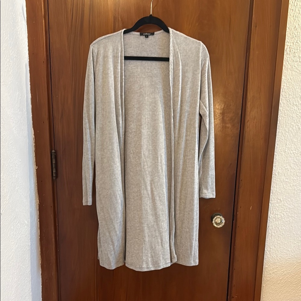 Gray Open Front Cardigan